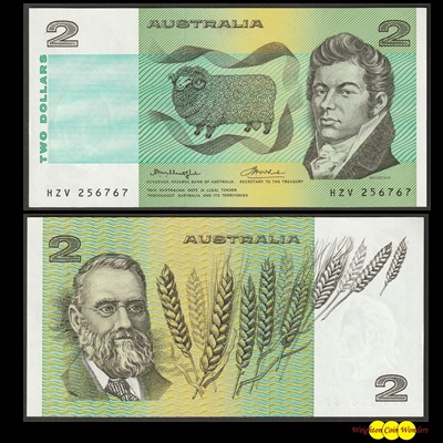 1966-1988 Australian $2 Note (HZV 256767)
